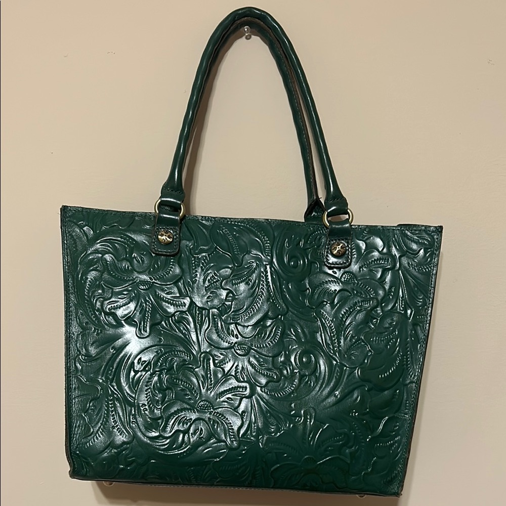 Patricia Nash Green Embossed Leather Tote